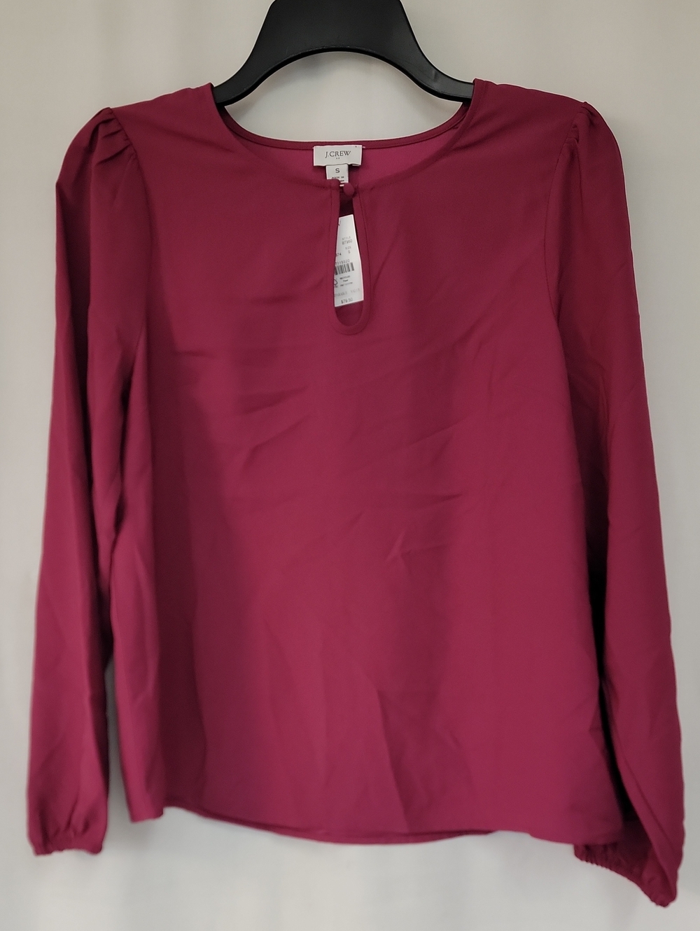 J. Crew Women's Magenta Long-Sleeve Keyhole Blouse